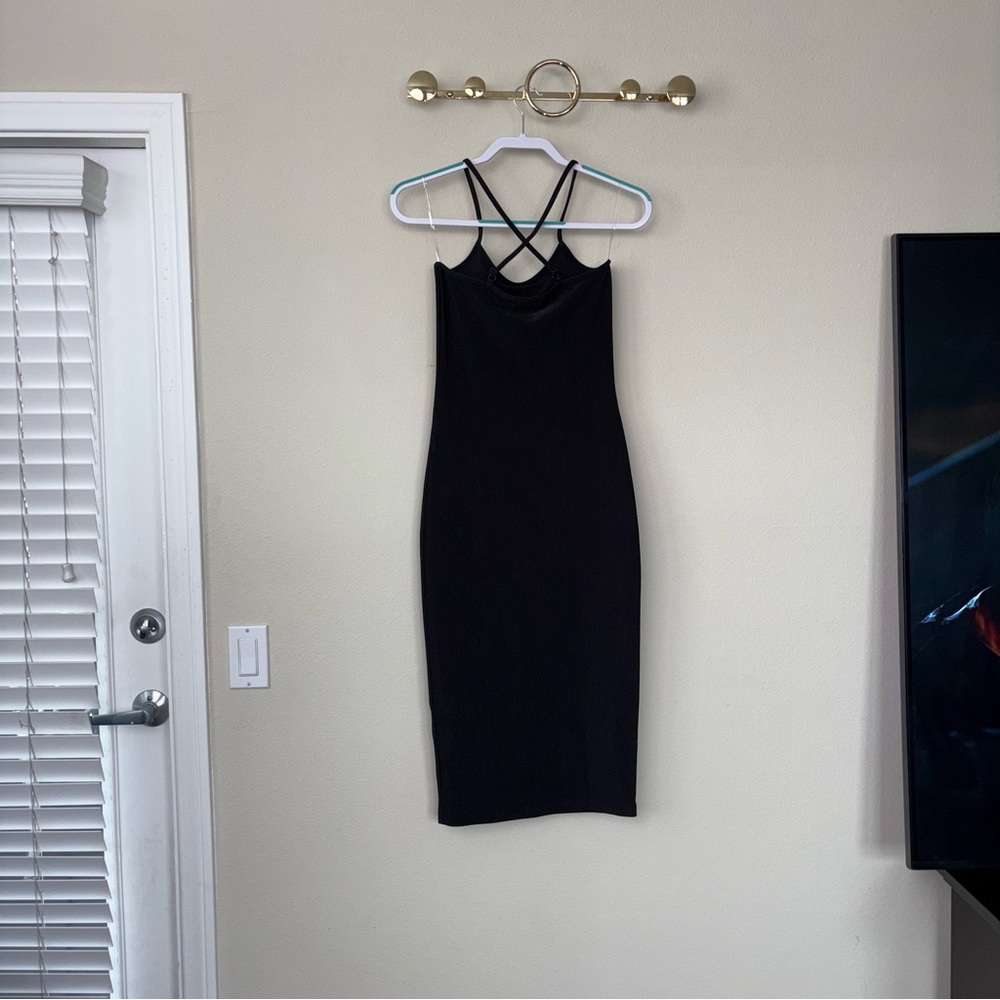 FASHION NOVA thick, slimming Black Strappy Dress